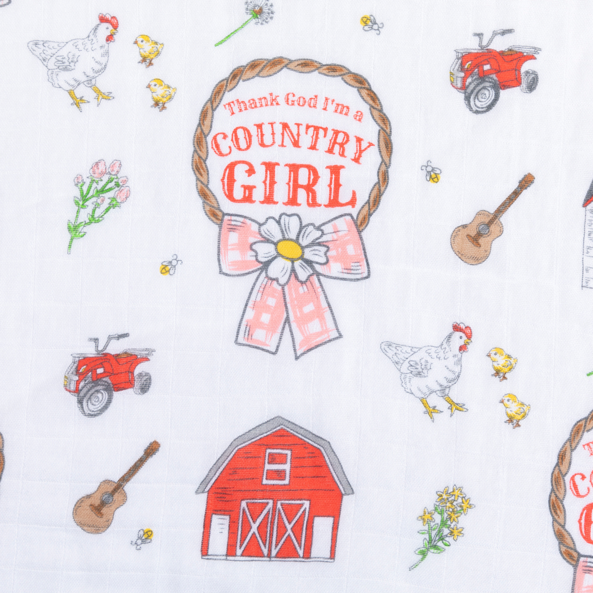 Country Girl Muslin Swaddle Receiving Blanket