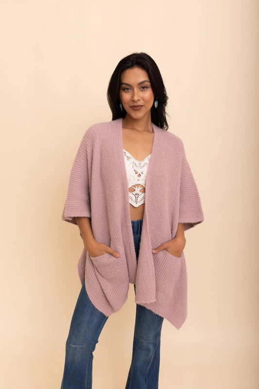 Lavendar Cozy Cardigan Poncho