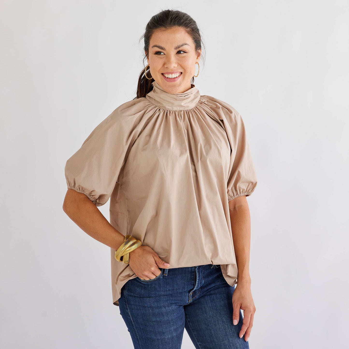 Ryan Bow Top: Khaki