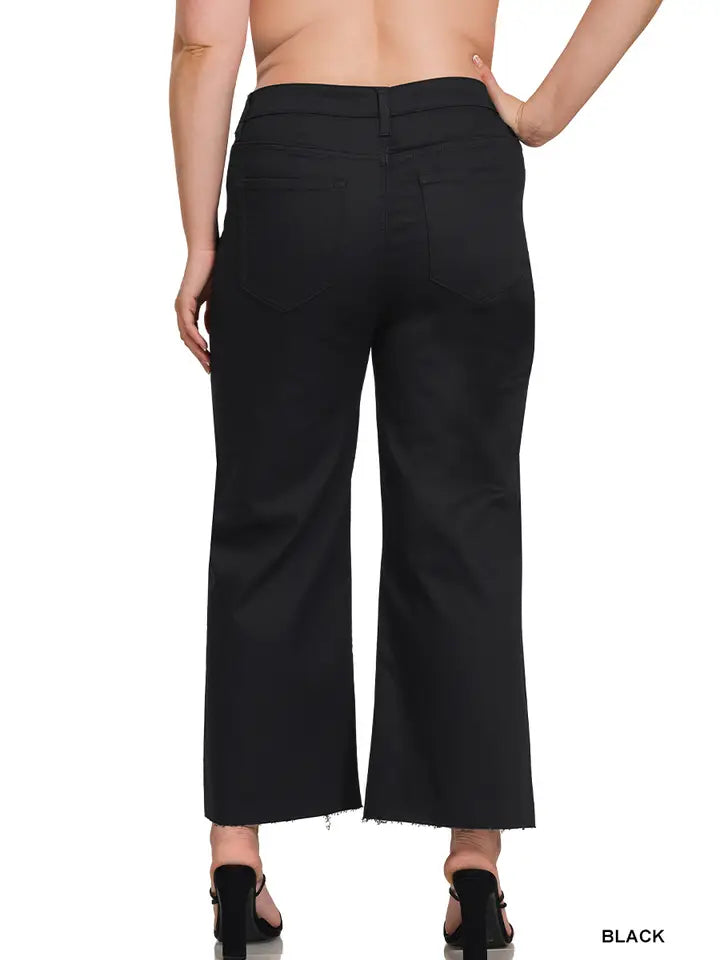 Black High Rise Cropped Denim Pants