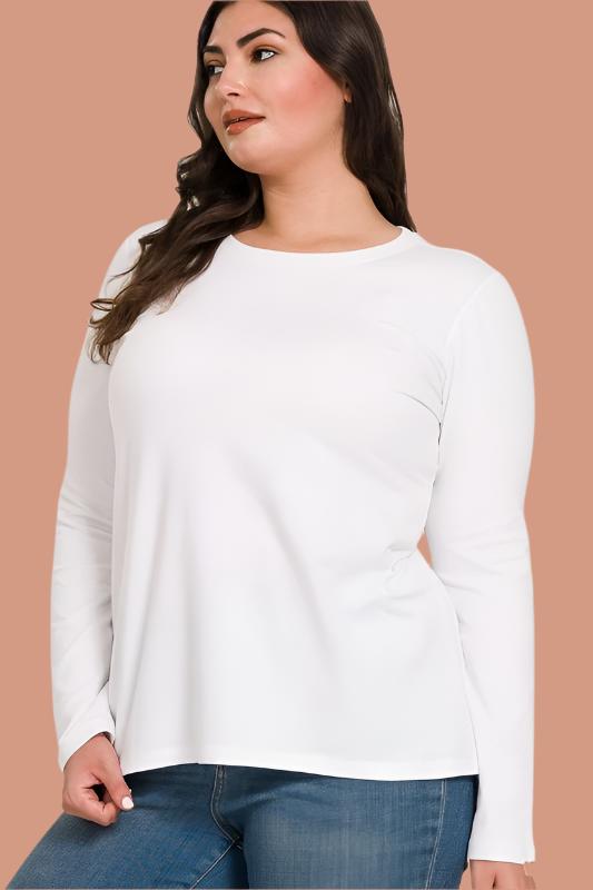 White Crew Neck L/S T-shirts Relaxed