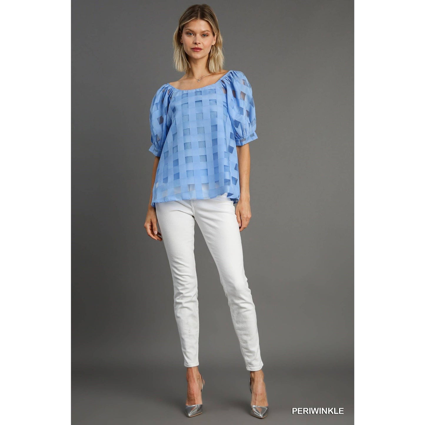 Periwinkle Organza Puff Sleeve Top