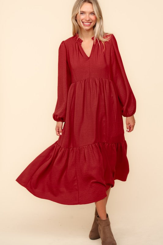 Spice Bubble L/S Tired Maxi Dress