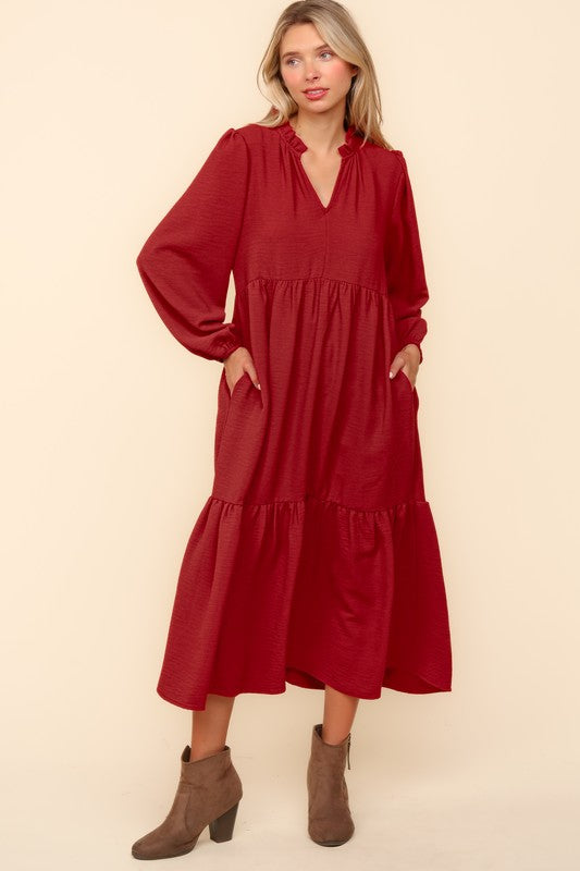 Spice Bubble L/S Tired Maxi Dress