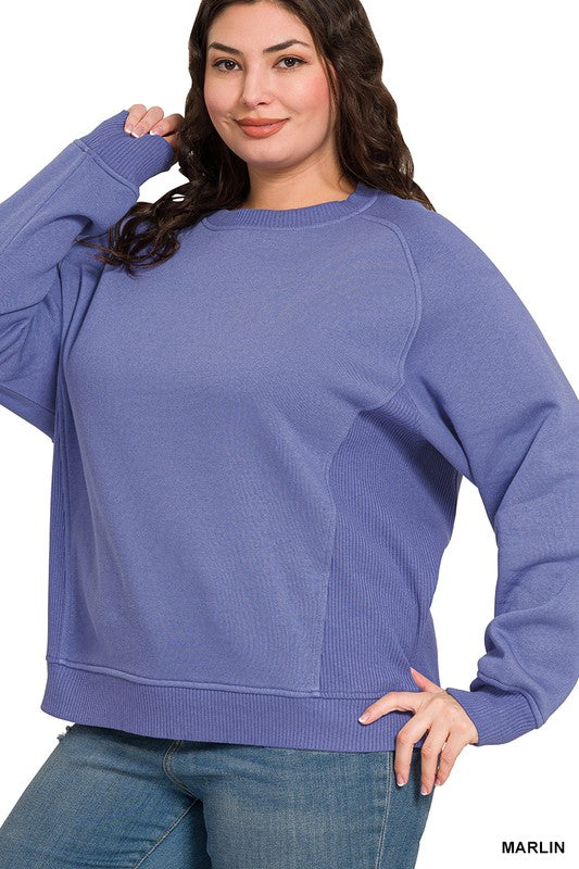 Purple/Blue Tone Fleece Round Neck Sweatshirt