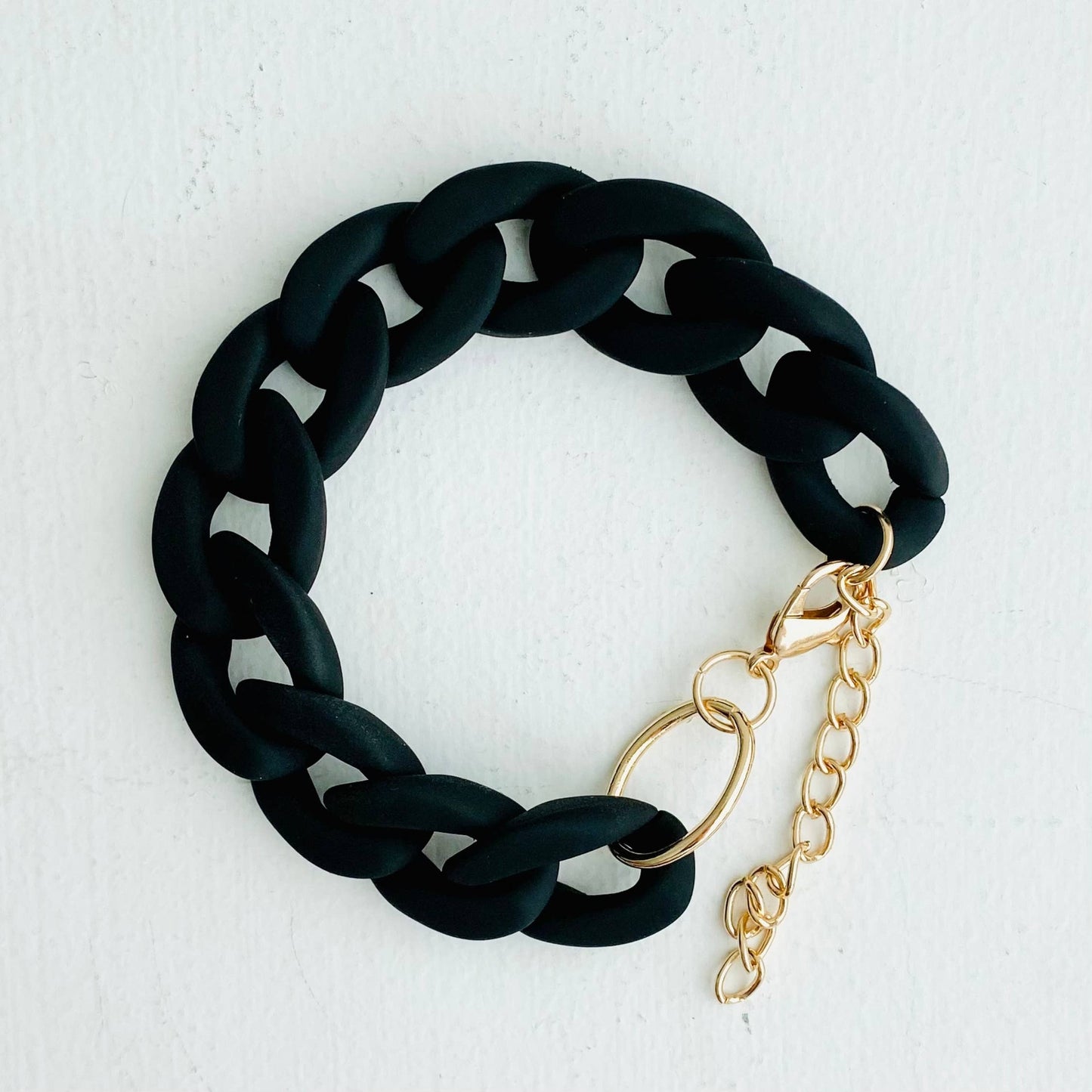 Matte Black Chunky Chain Link Bracelet