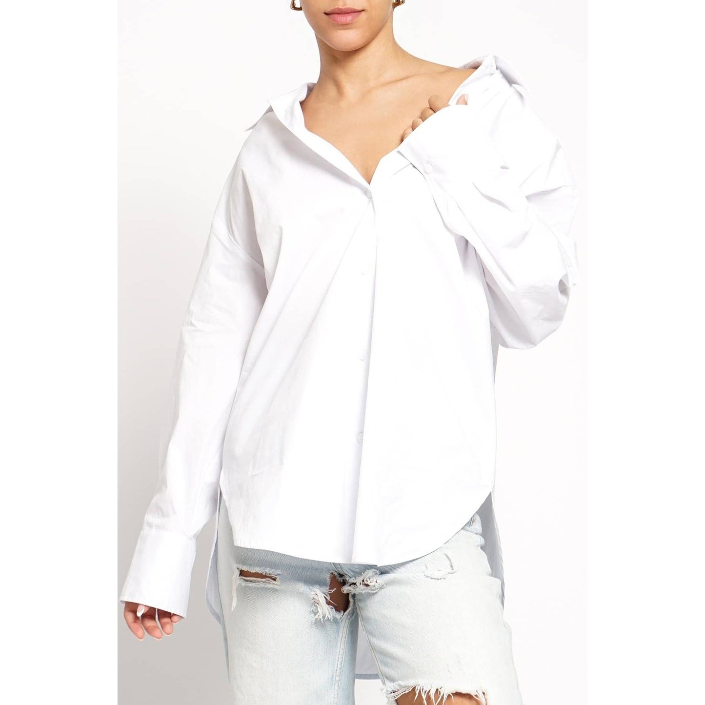 White Oversized L/S Top