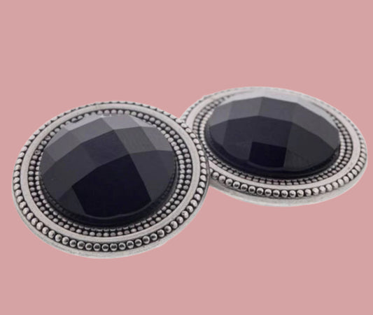 Black Crystal Magnet Button Pin Set