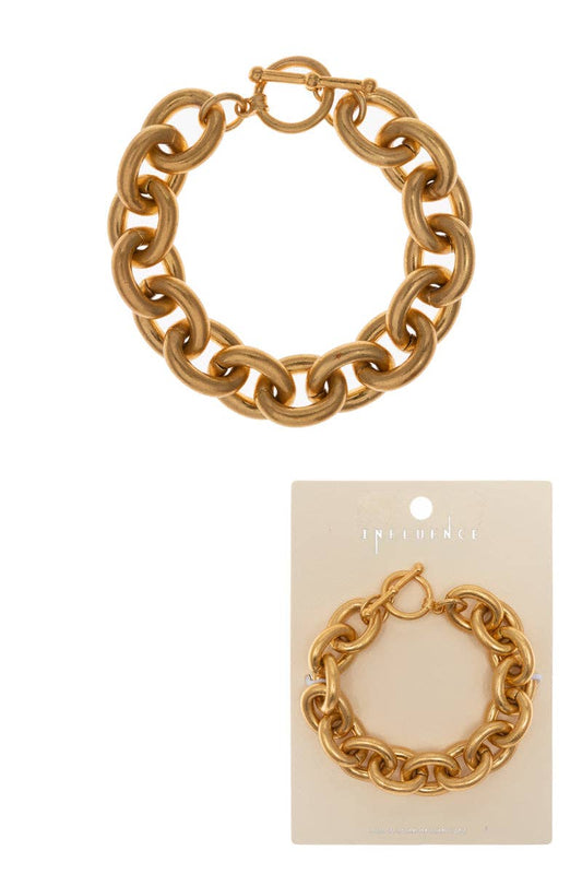 Gold Chunky Chain w/ Toggle Clasp Bracelet