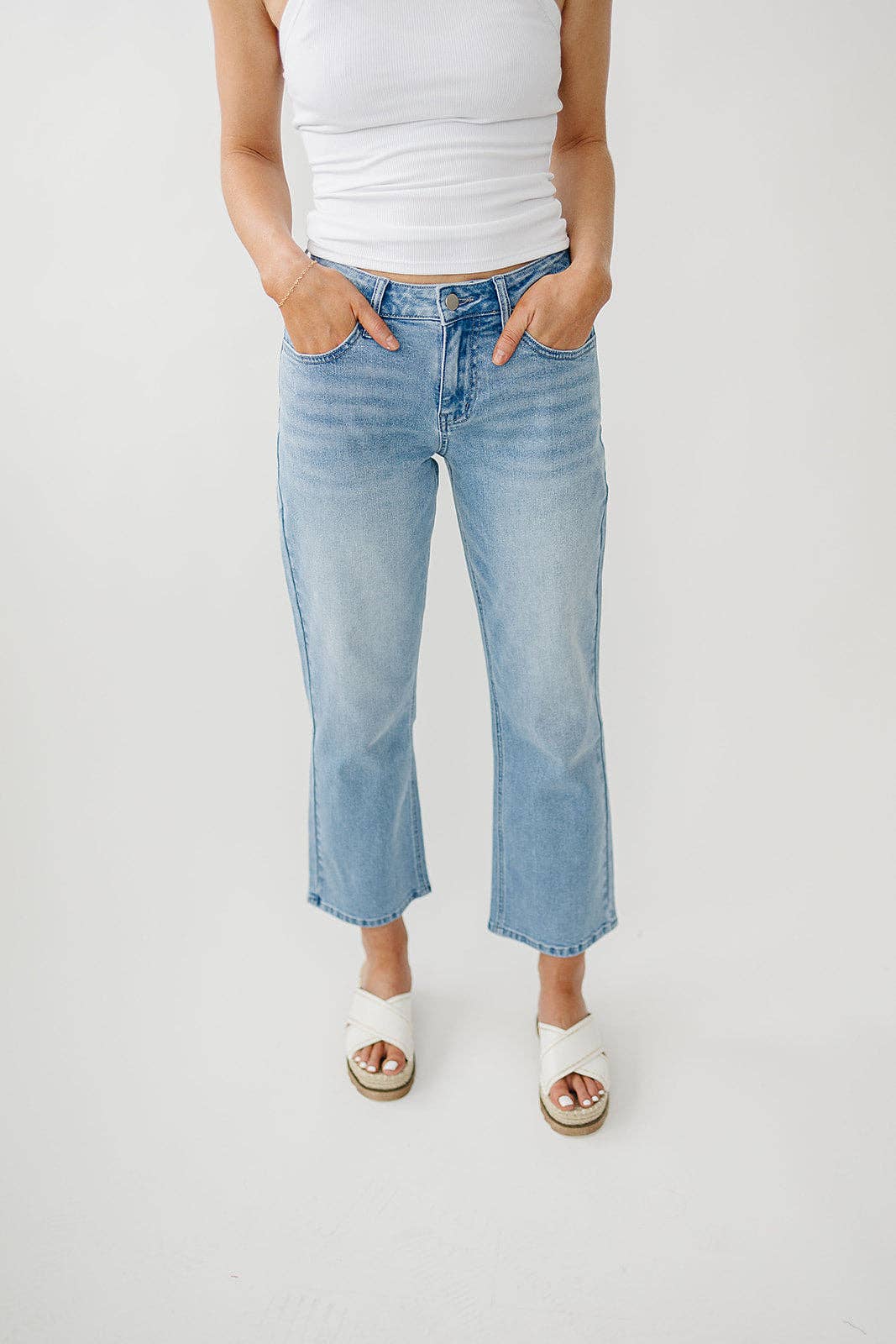 Medium Wash Non-distressed Cropped Jeans