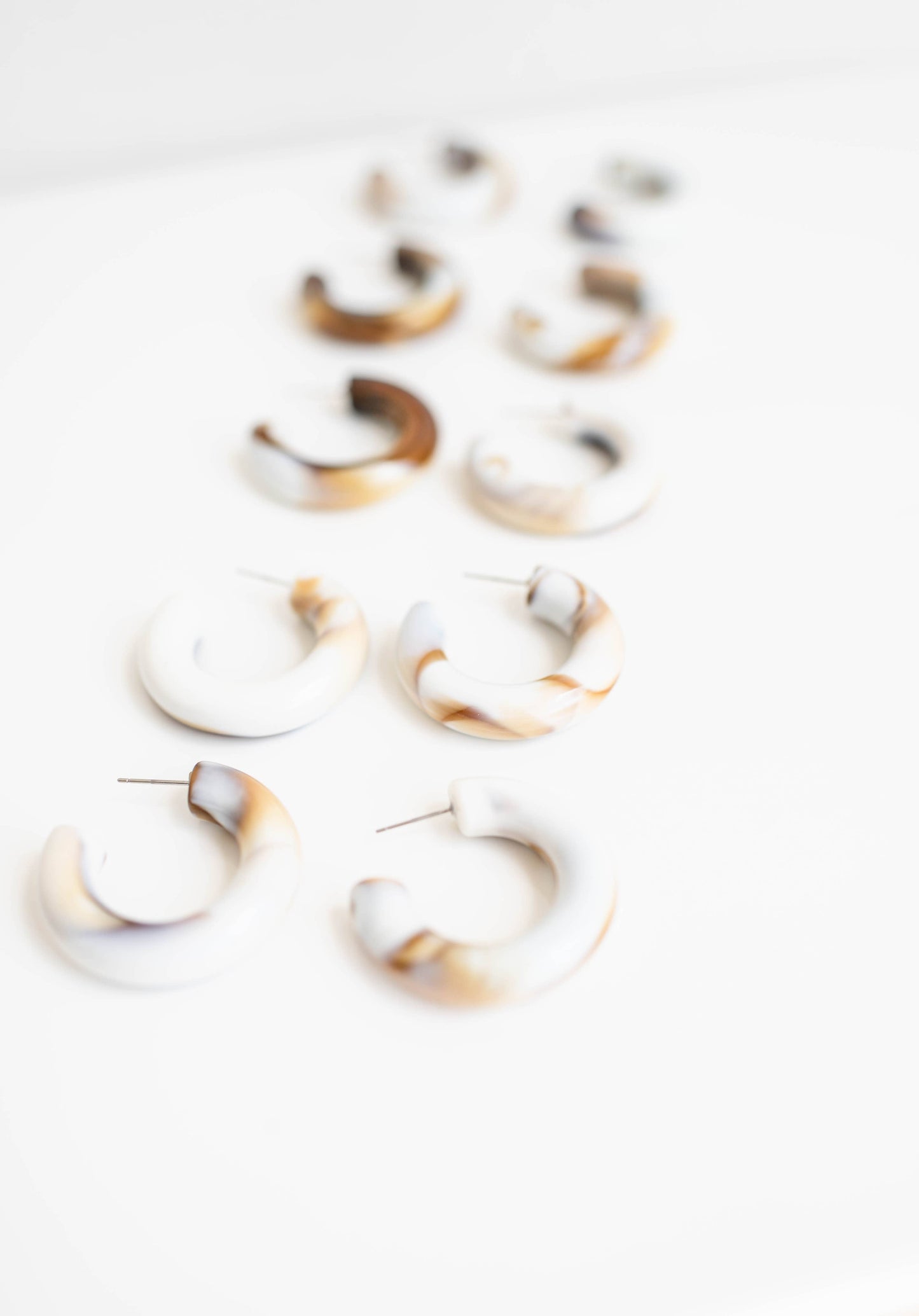 Latte Chunky Lucite Hoop Earrings