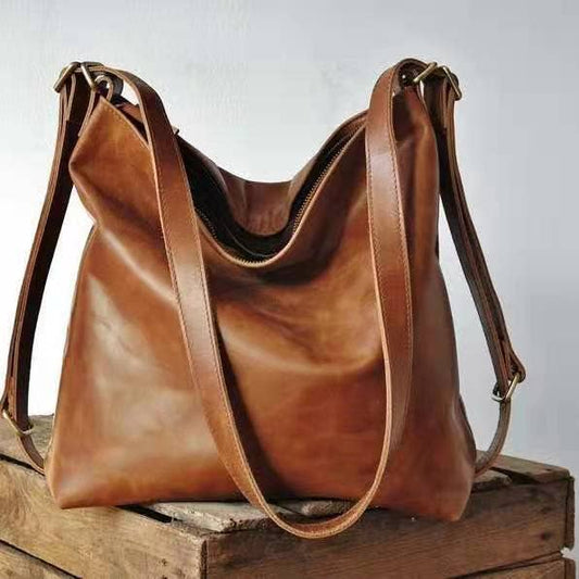 BrownFaux leather crossbody bag backpack