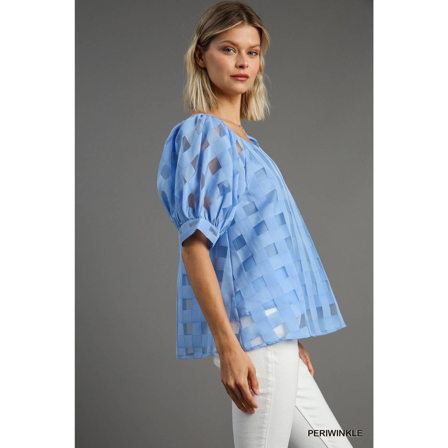 Periwinkle Organza Puff Sleeve Top