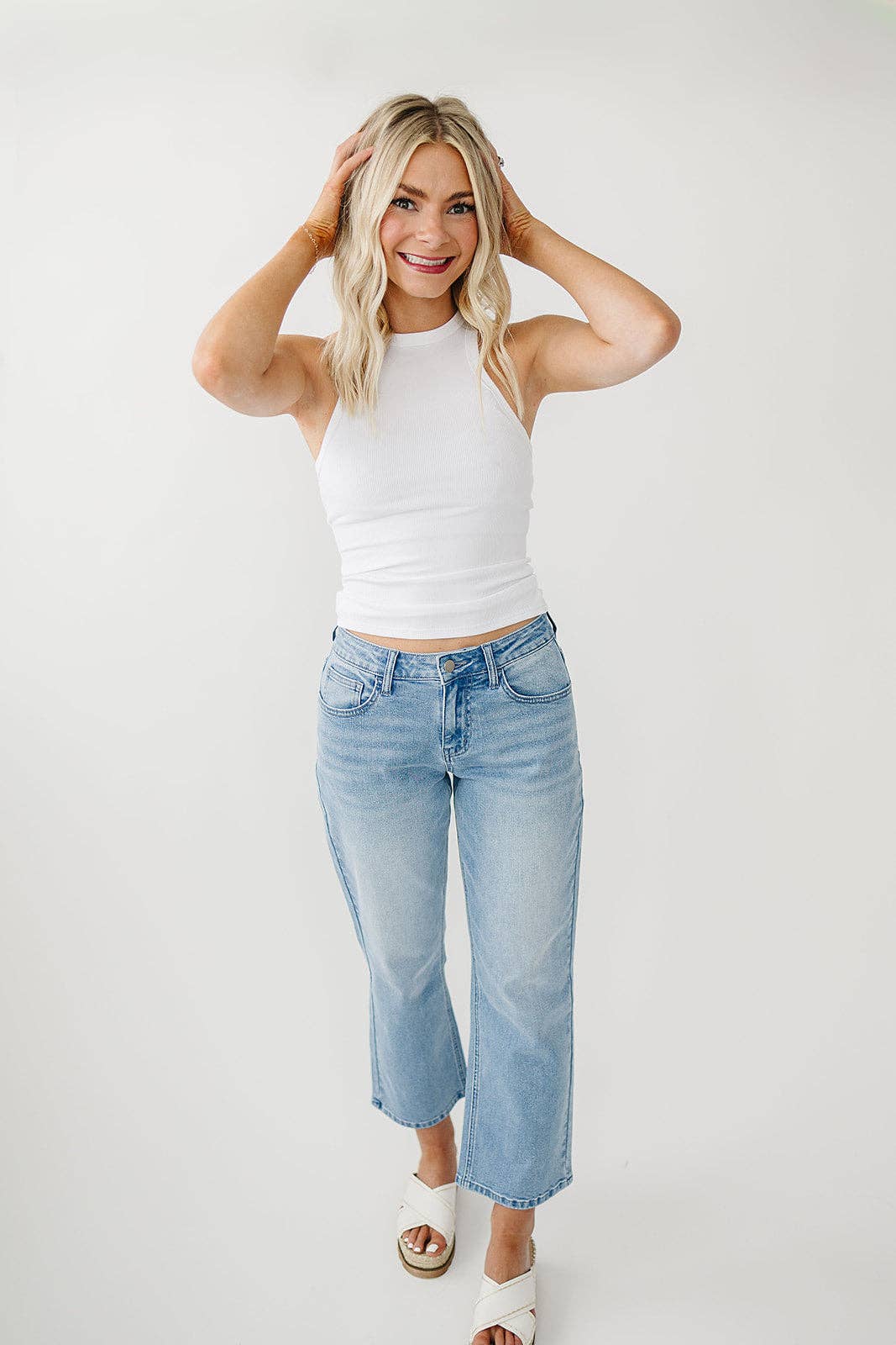 Medium Wash Non-distressed Cropped Jeans