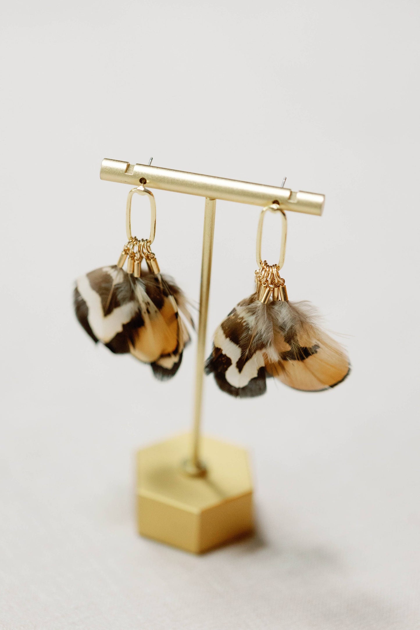 Quail Feather Statement Tassel Earrings