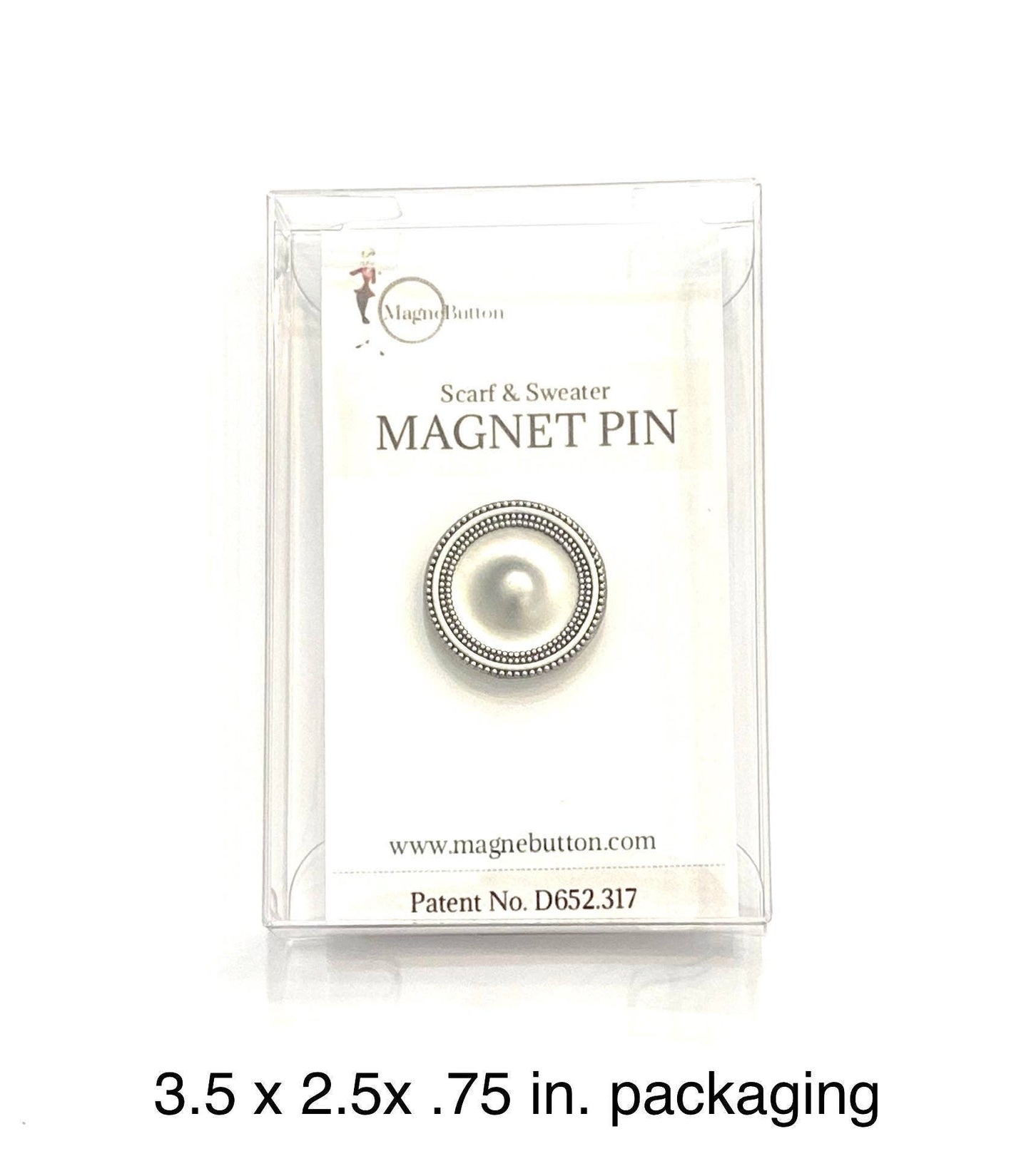 Black Crystal Magnet Button Pin Set