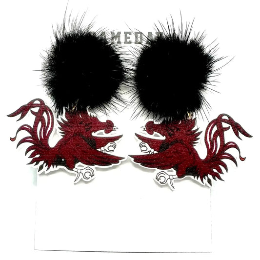 Pom PomSouth Carolina Gamecocks Earrings