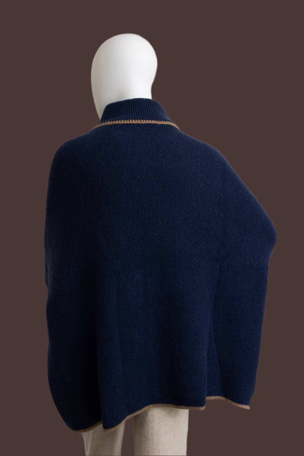 Navy Blue Cozy Turtle Neck Poncho