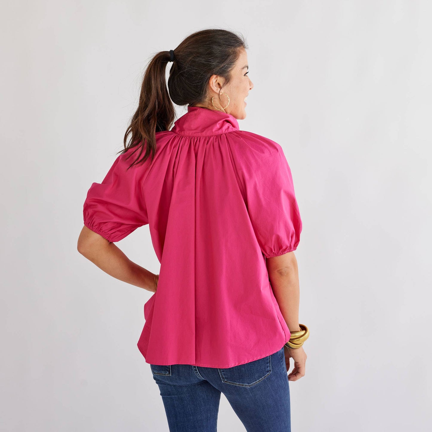 Ryan Bow Top: Fuchsia