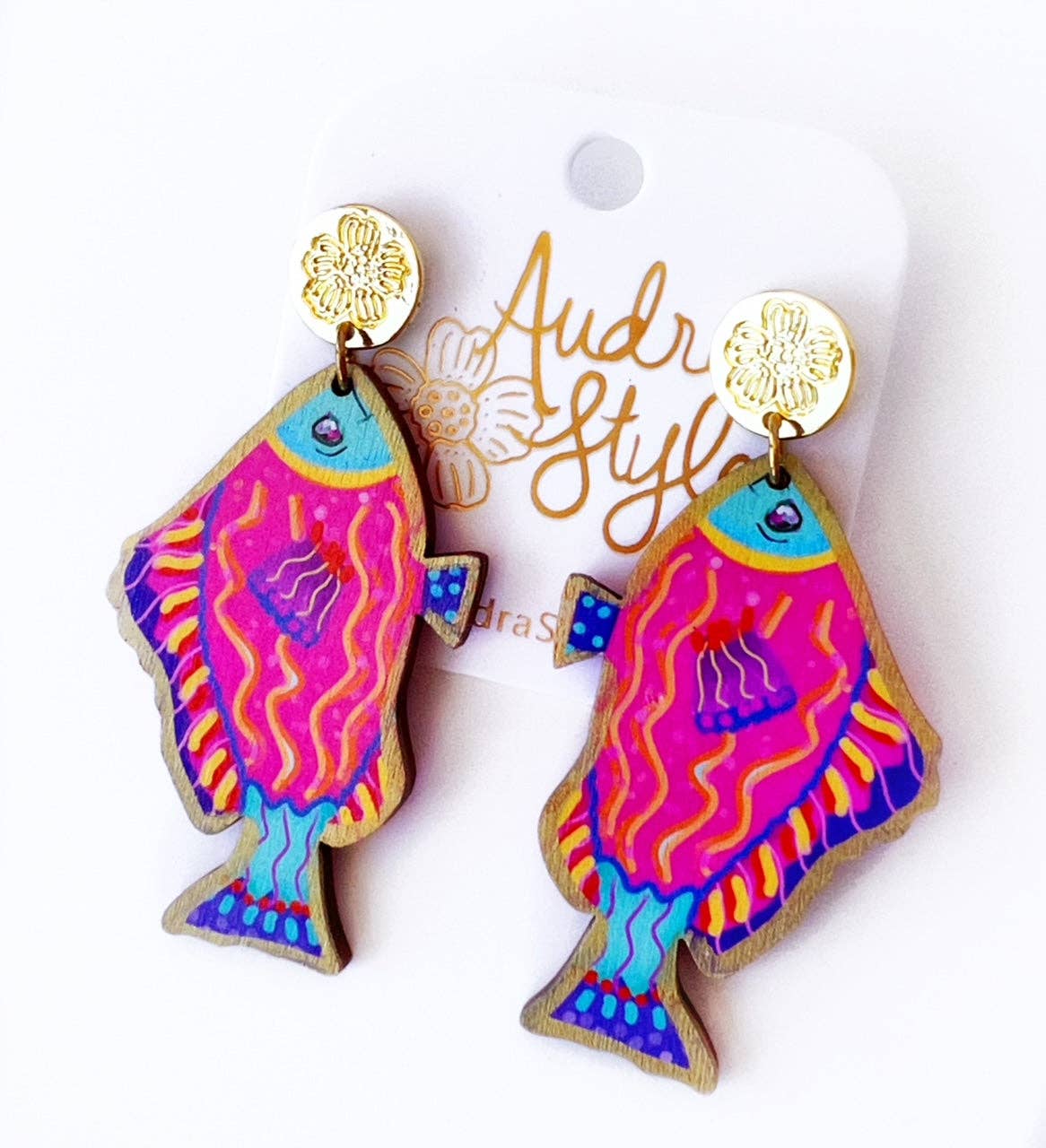 Pink Colorful Fish Dangle Earring