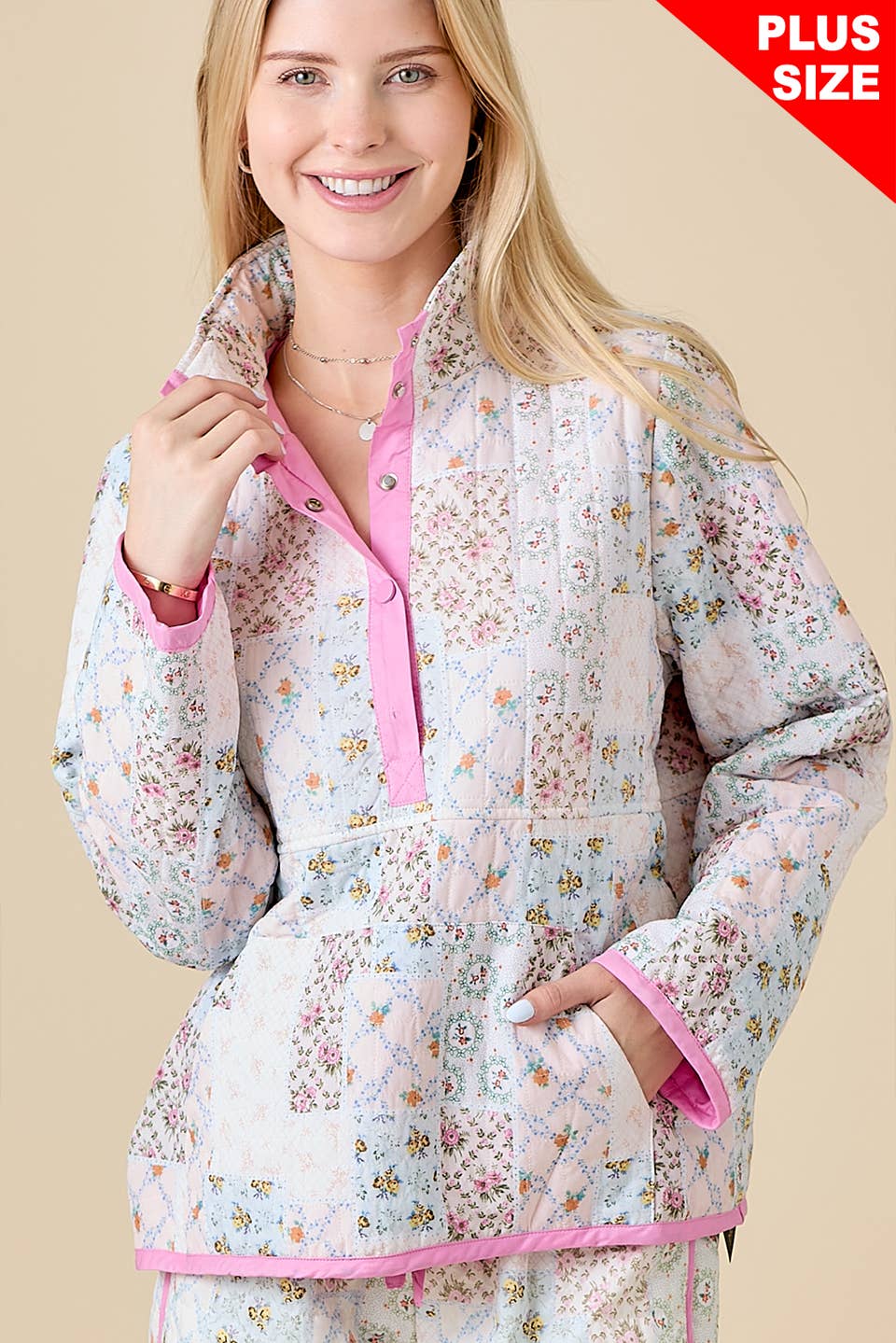 Quilted Floral Print Snap-on Jacket