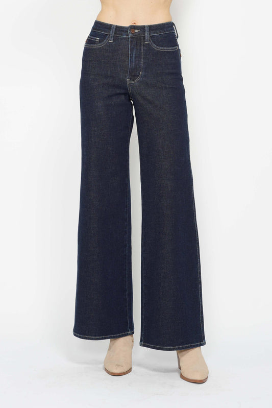 Judy Blue Dark Denim Tummy Control Wide Leg