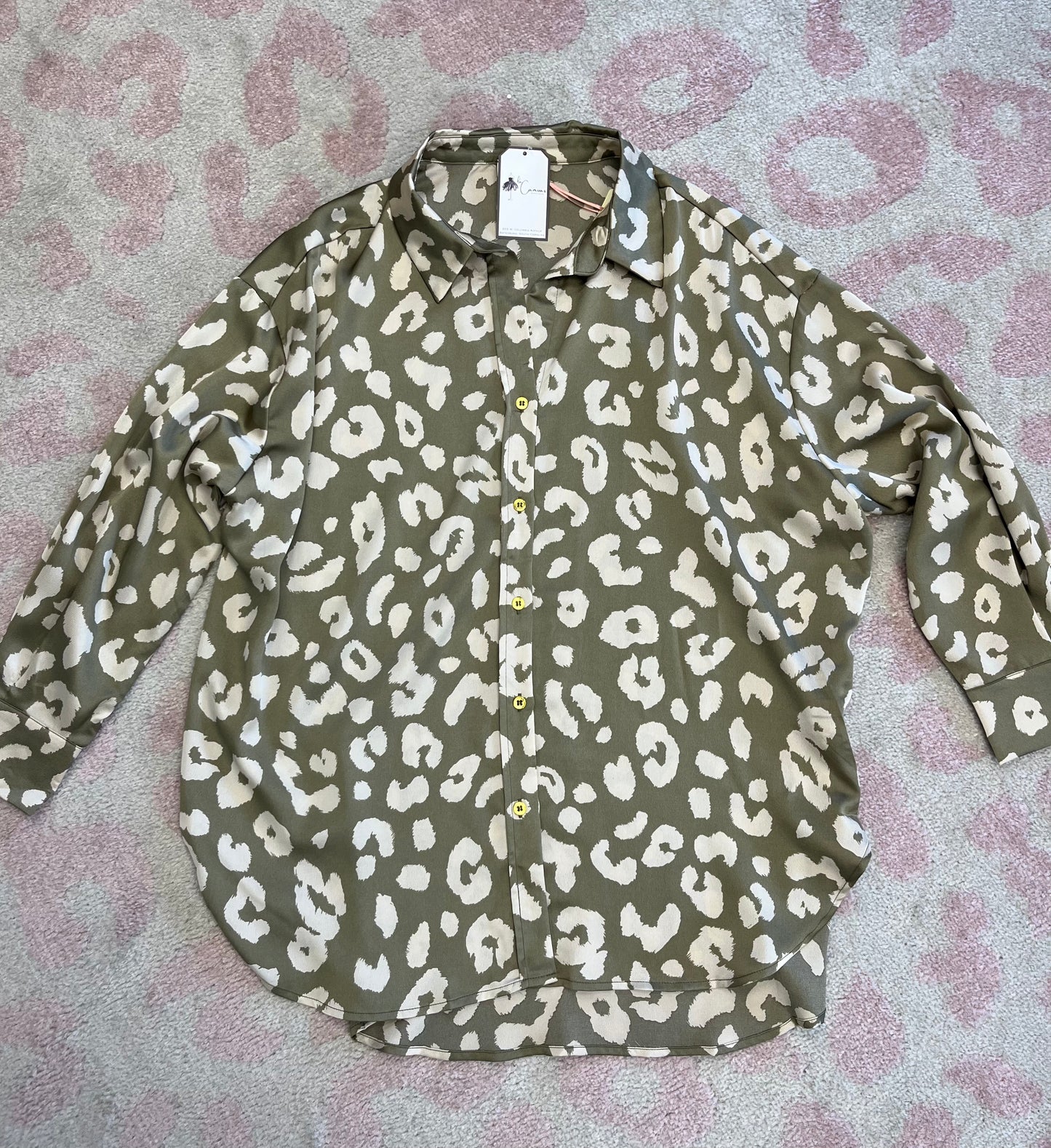 Natural & Olive Animal Print L/S Top