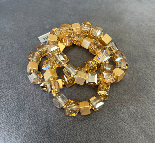 Topaz & Gold Square Beaded Bracelet