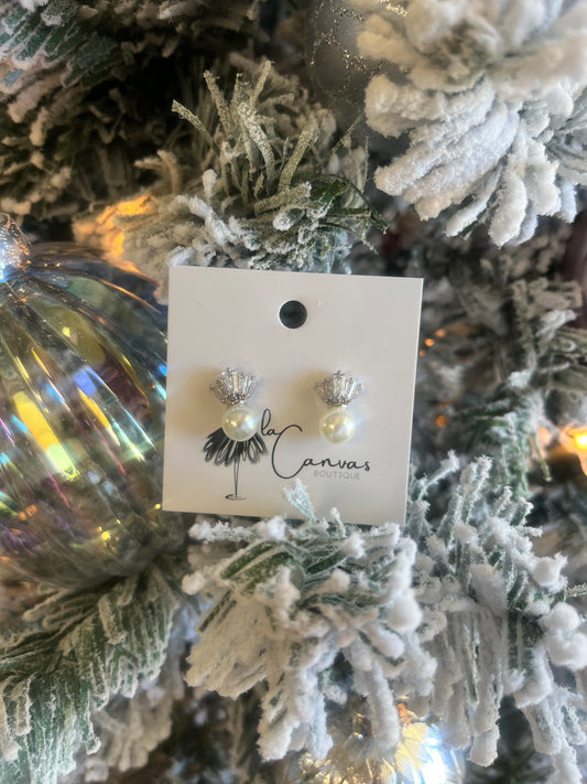 Fanning Diamond & Pearl Studs