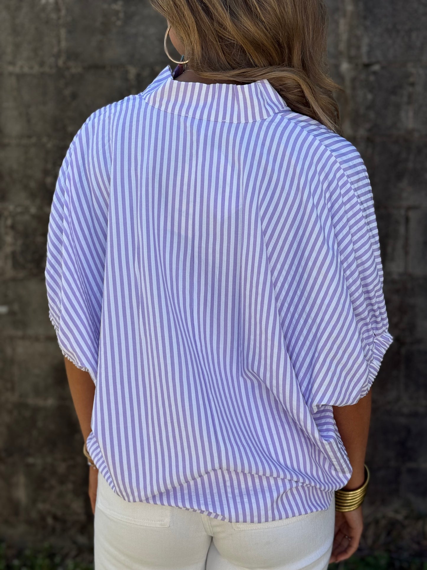 Lavender Striped Dolman Top