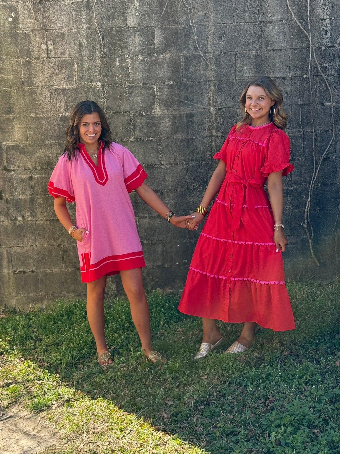 Pink & Red Color Block Mini Dress