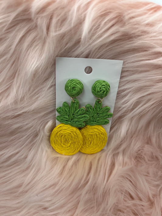 Pineapple Raffia Wrapped Earrings