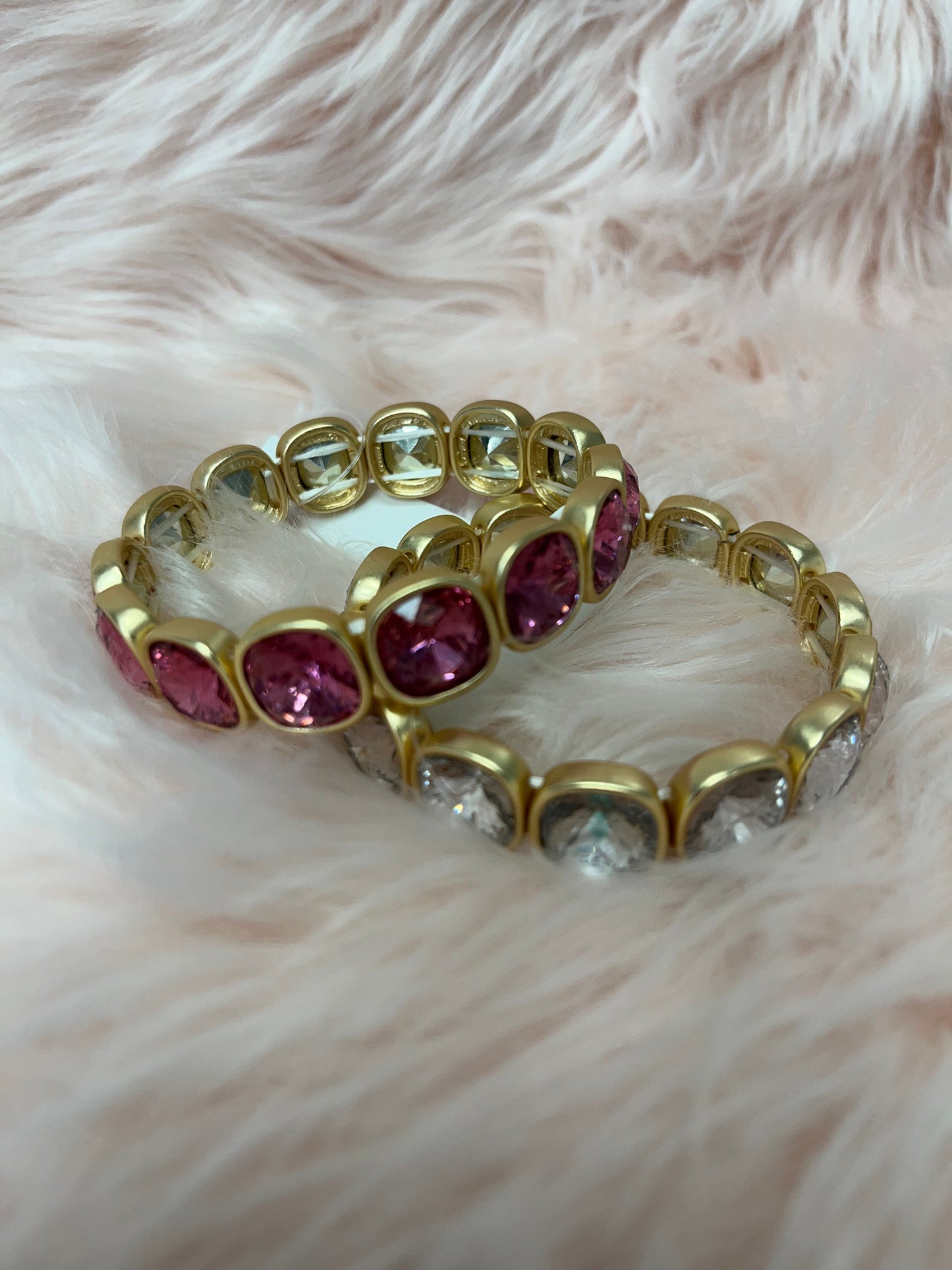 Pink Crystal and Gold Bracelet