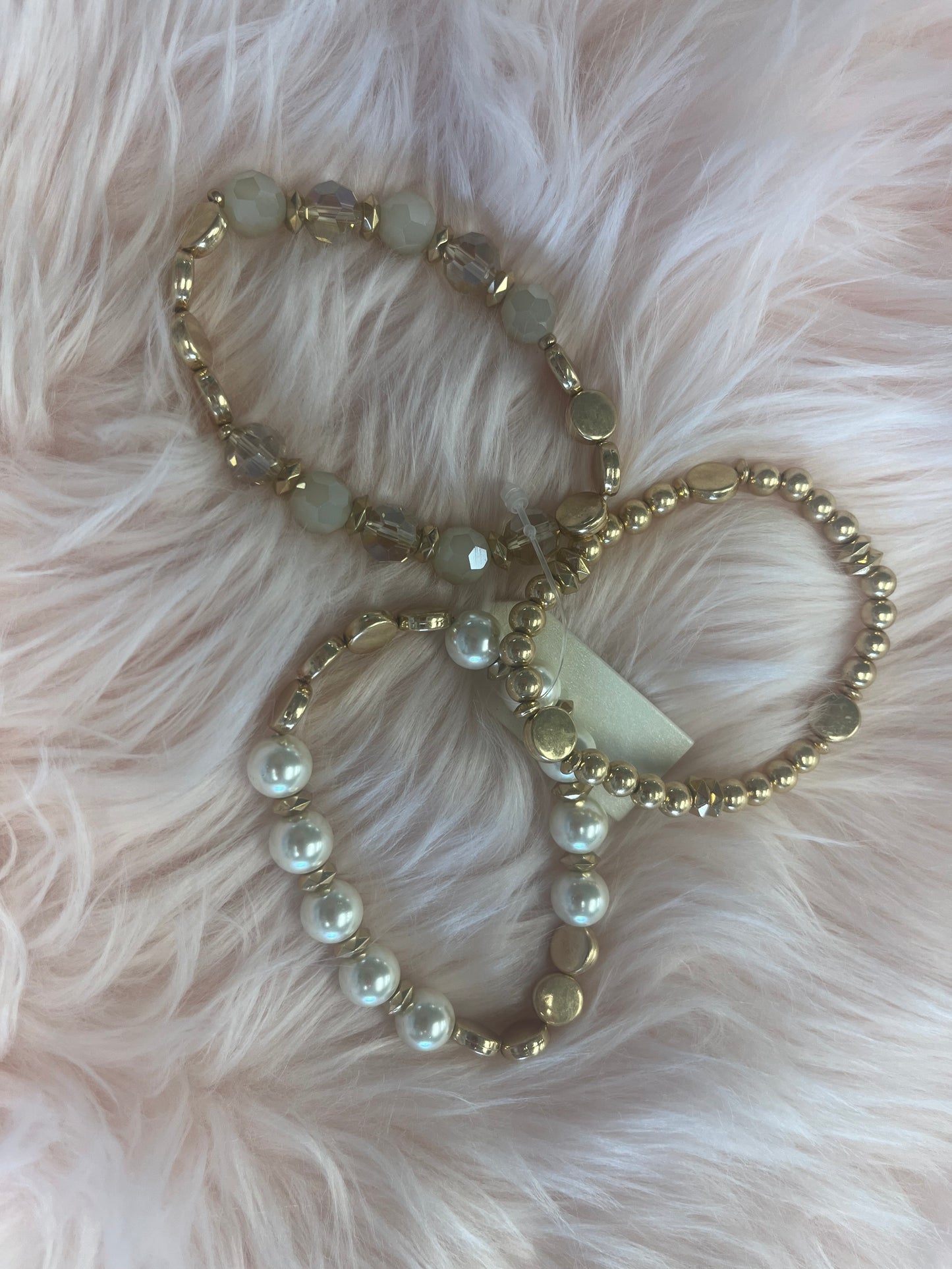 Gold/Pearl Bracelet Set