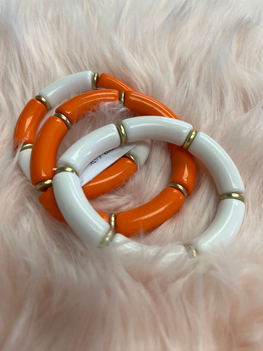 Orange & White Bracelet Set