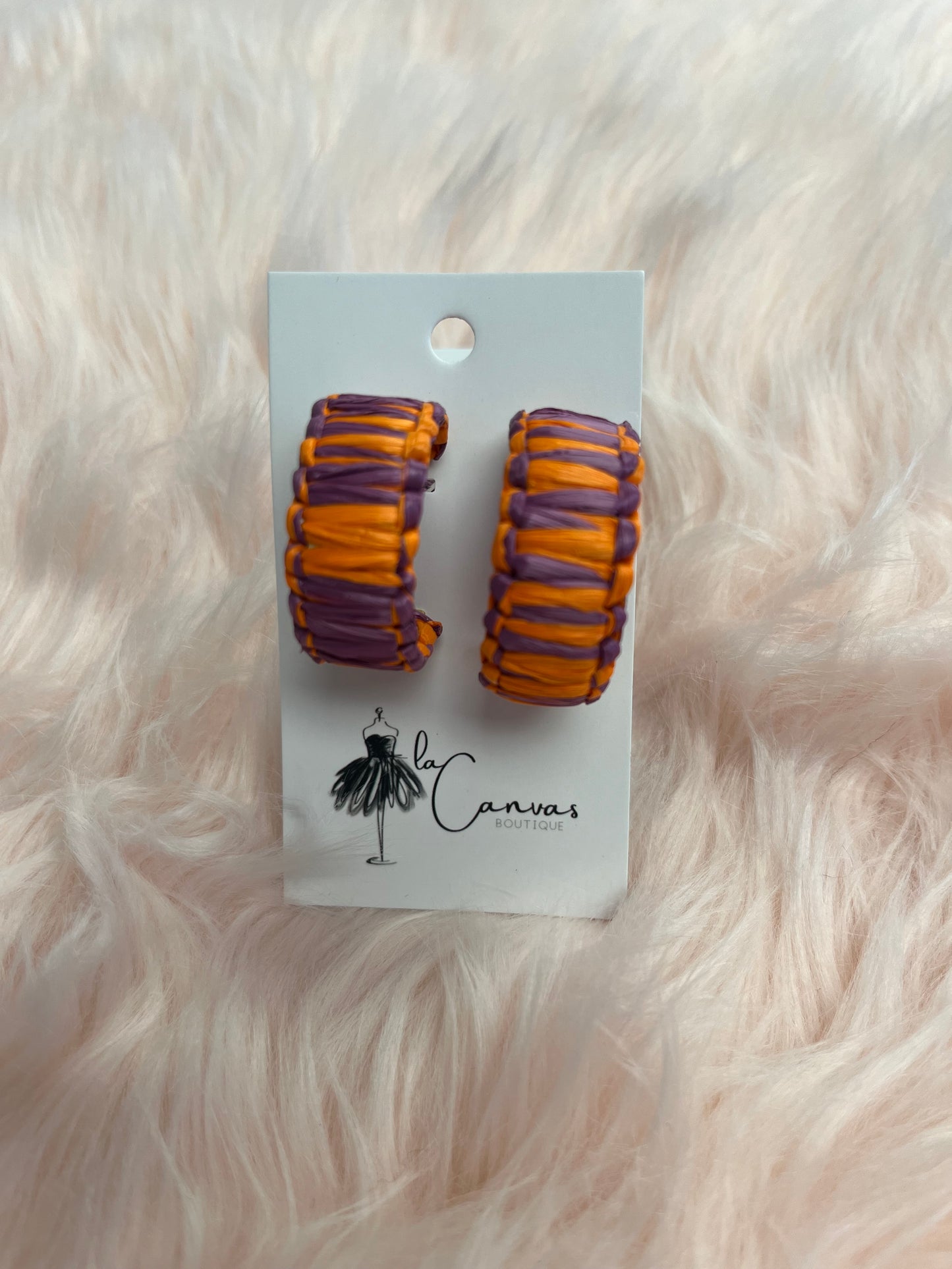 Purple & Orange Raffia Hoops