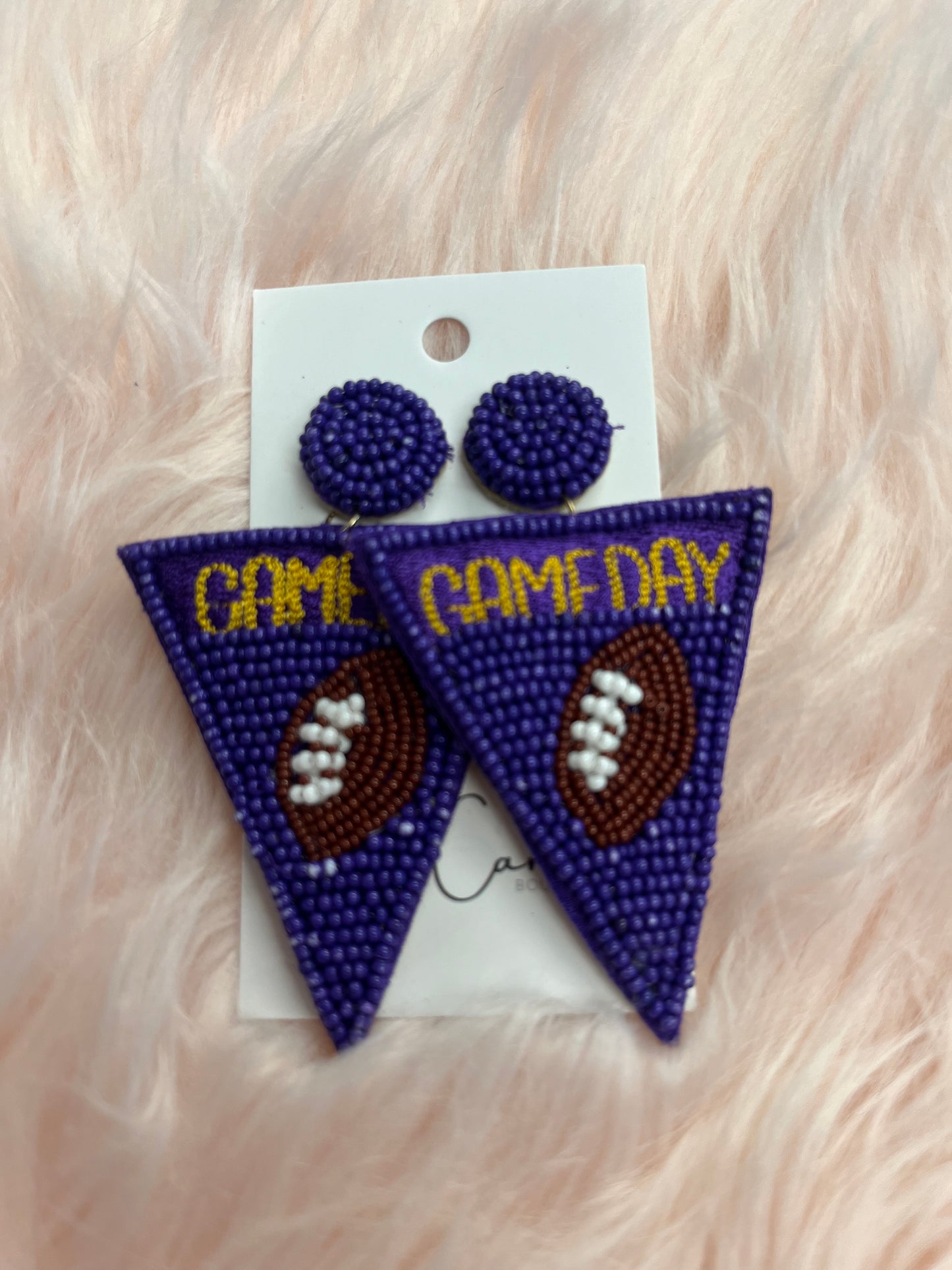 Purple Game Day Football Earrings