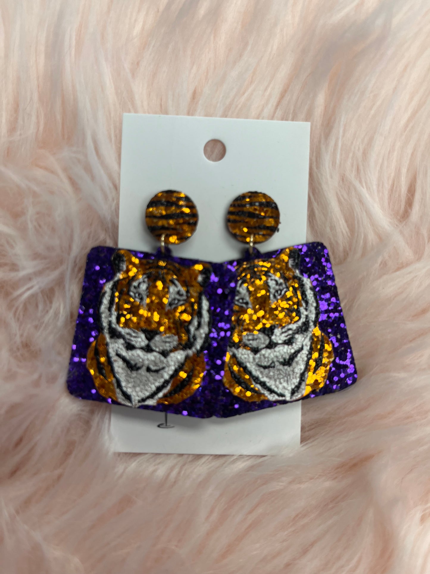 Tiger Glitter Square Earrings