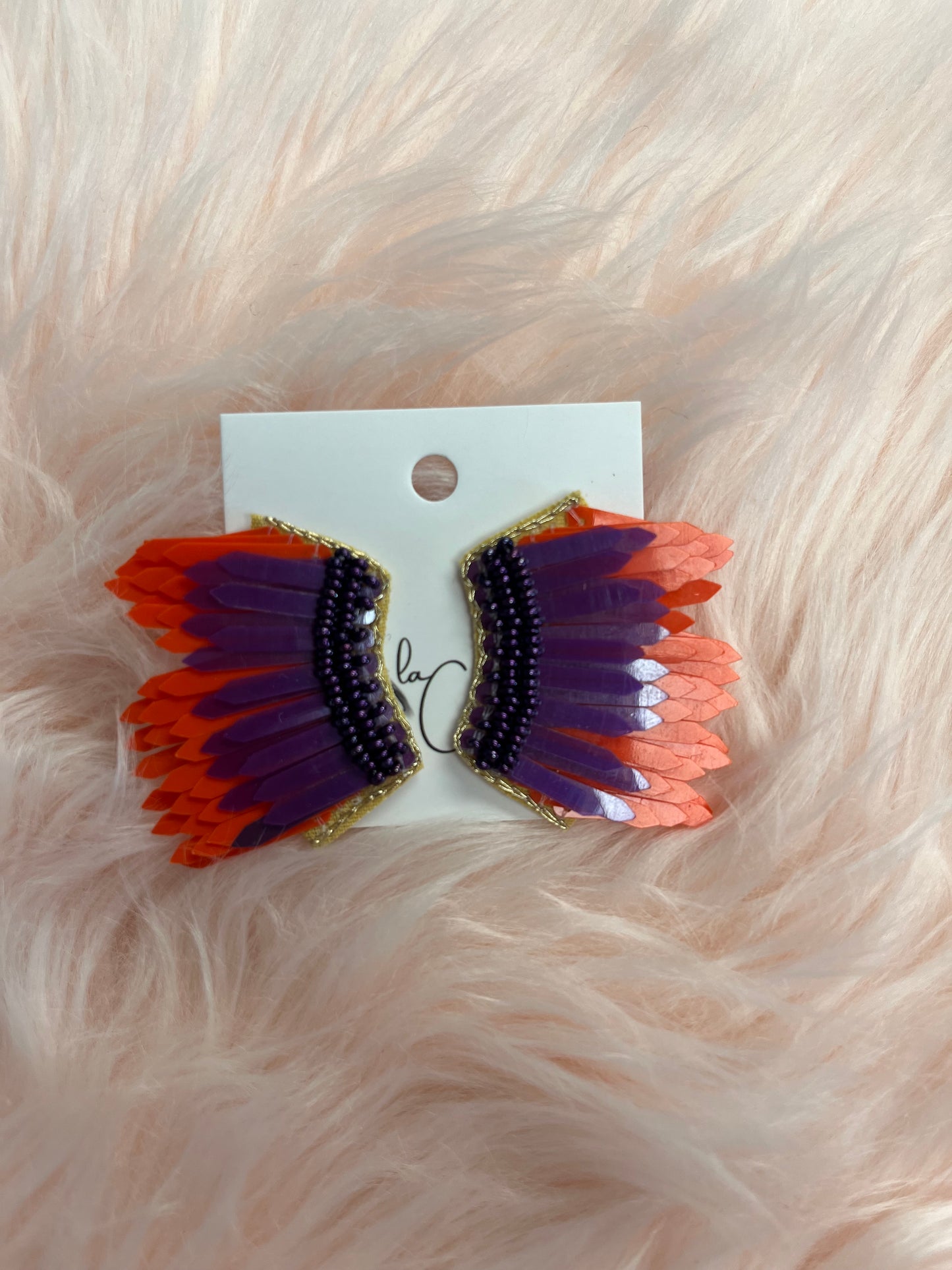 Orange& Purple Wing Earrings