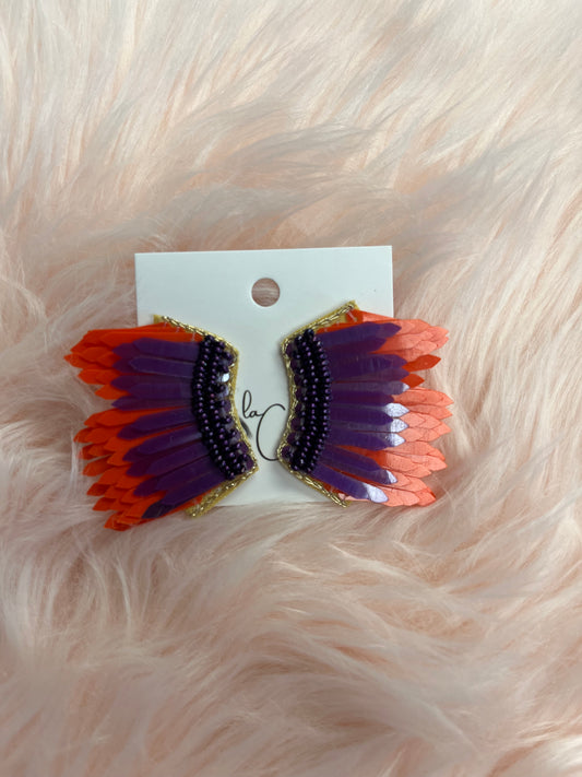 Orange& Purple Wing Earrings