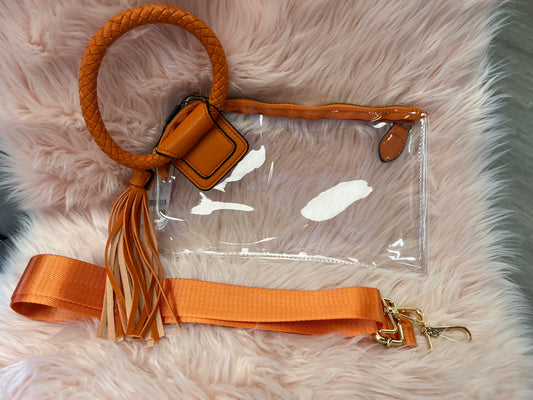 Orange & Clear Clutch