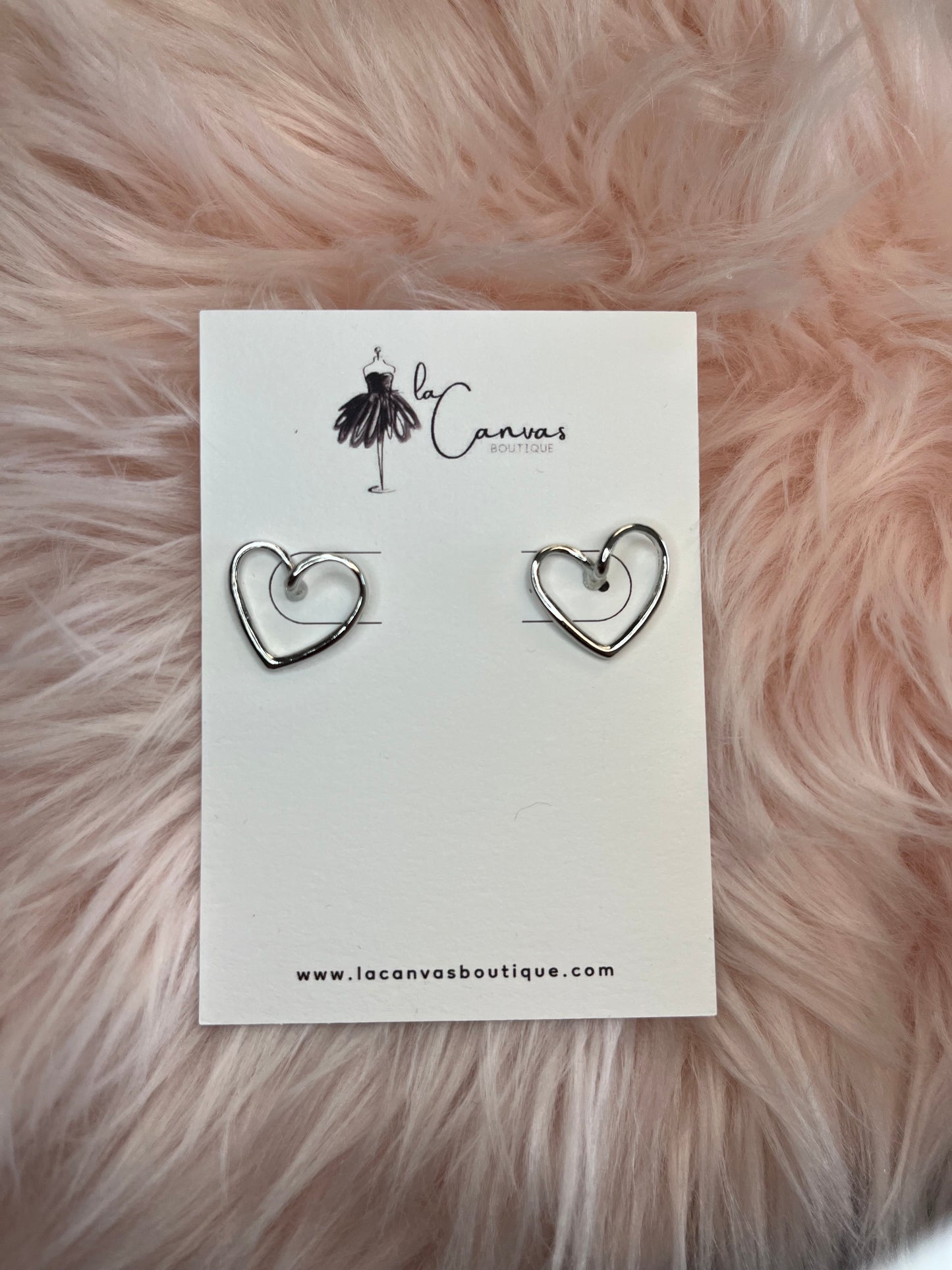 Silver Hollow Heart Stud