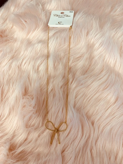 Gold Bow Necklace