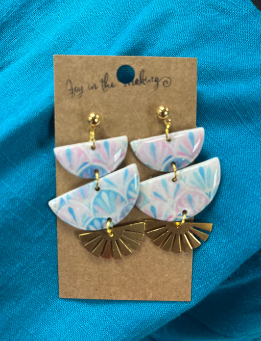 Three-Tiered Pastel Dangling Earrings