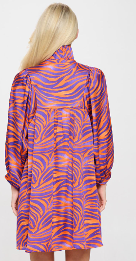 Fight Tigers Animal Print High Neck Ruffle Dress