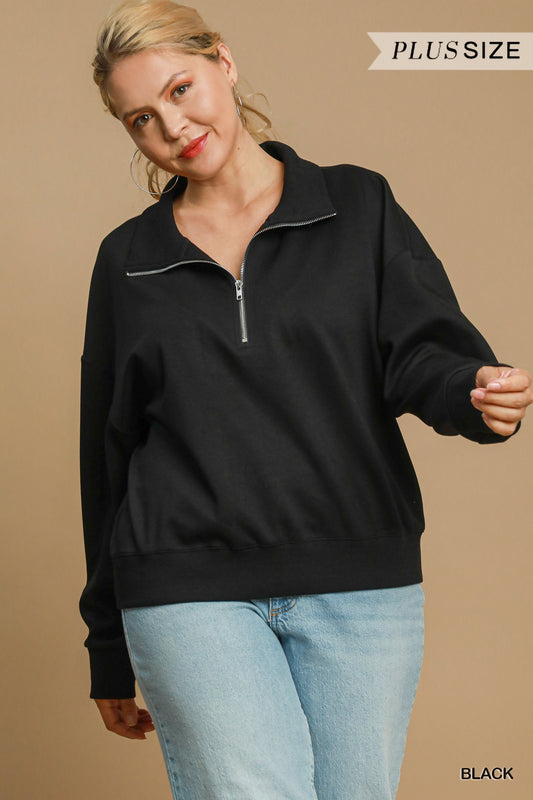 Black Luxeknit Half Zip Top