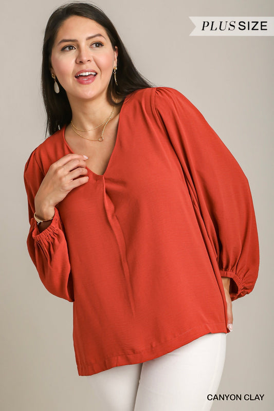 Canyon Clay L/S V-neck Top