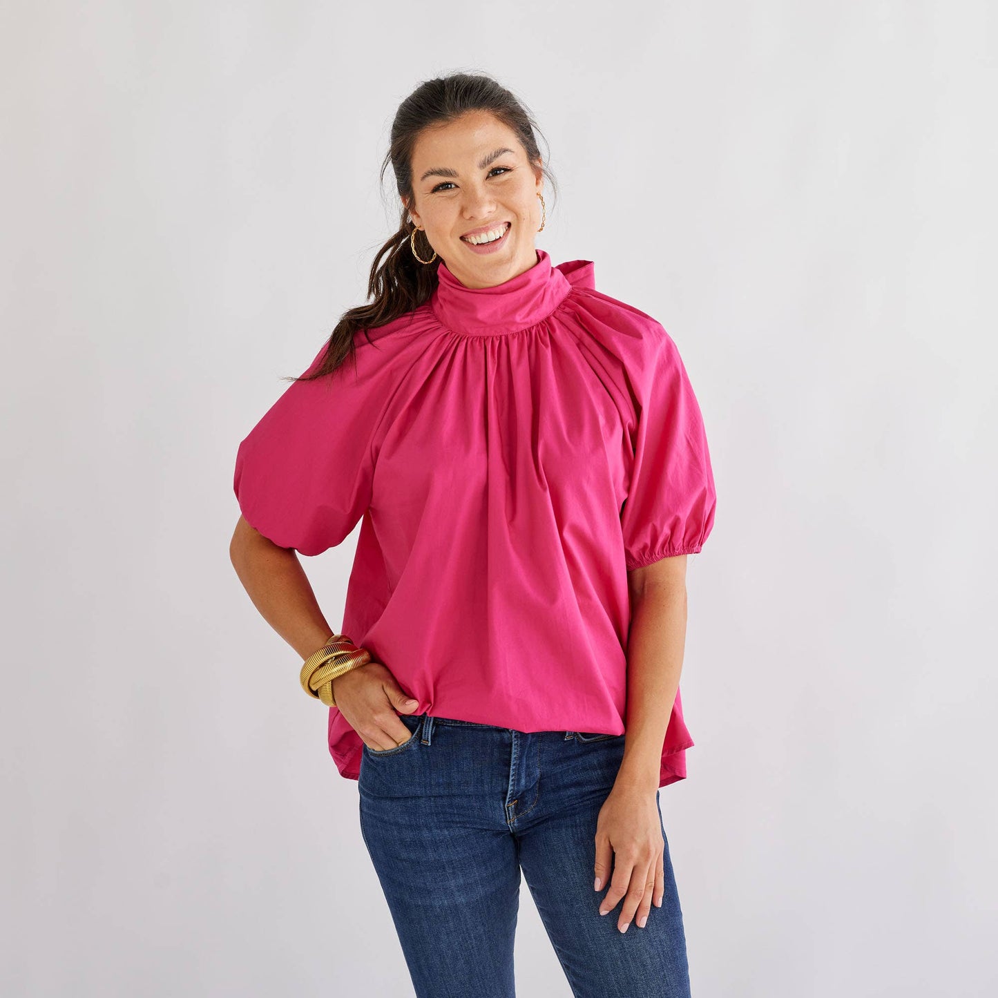 Ryan Bow Top: Fuchsia