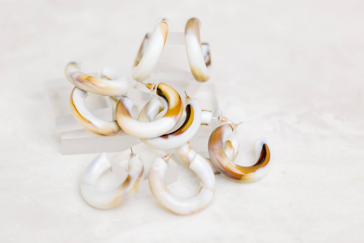 Latte Chunky Lucite Hoop Earrings