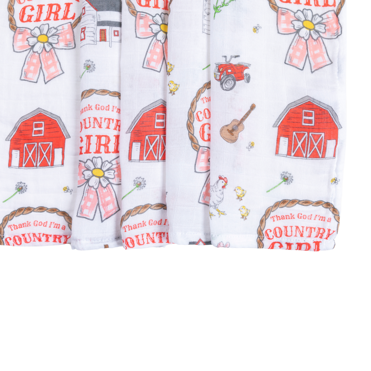 Country Girl Muslin Swaddle Receiving Blanket